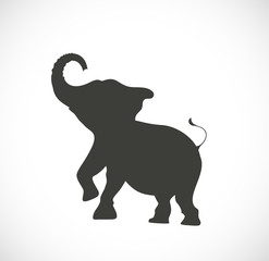 The detailed silhouette of an elephant. Graphic icon. 
