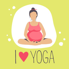 Pregnant woman doing Yoga.Batterfly or lotus Pose
