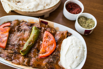 iskender / Traditional Turkish kebab with yoghurt