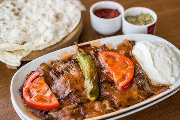 iskender / Traditional Turkish kebab with yoghurt