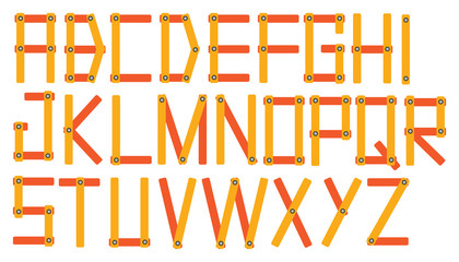 Orange Sticks with Screws Vector Font Design
