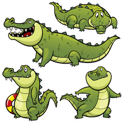 Naklejka premium Vector illustration of Cartoon Crocodile Character Set