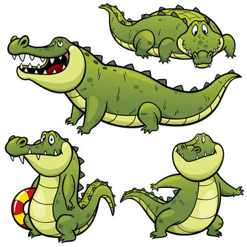 Vector illustration of Cartoon Crocodile Character Set