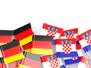 Fototapeta na wymiar Flags of Germany and Croatia isolated on white