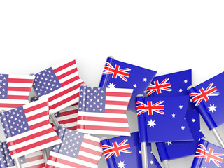 Flags of USA and Australia  isolated on white