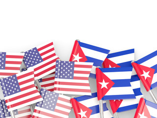 Obraz premium Flags of USA and Cuba isolated on white
