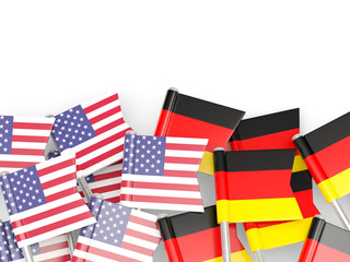 Fototapeta na wymiar Flags of Germany and USA isolated on white