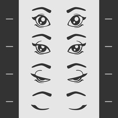 Set of Elements of Female Eye Blink