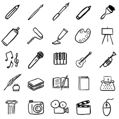 Vector Set of Black Doodle Art Icons