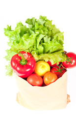 Fresh healthy groceries in a paper bag