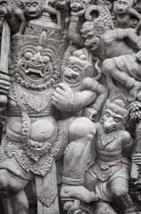 Bas-relief with the gods. Indonesia, Bali.