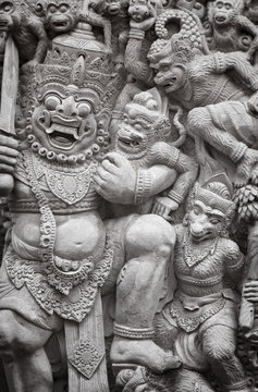 Bas-relief with the gods. Indonesia, Bali.
