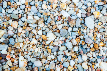 Pebbles Background and Texture, beach from Kho Lanta, Thailand.