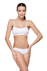 Fototapeta premium Sexy young girl in white lingerie