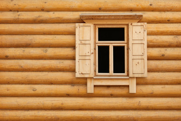 Wooden window with shutter doors