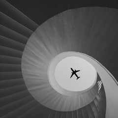 Airplane over the stairs -