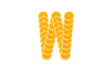 Alphabet, Made of sliced citrus, orange fruit Isolated on white