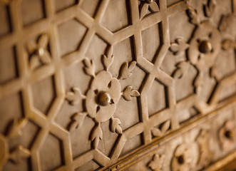 Ornament on an ancient metal door. India