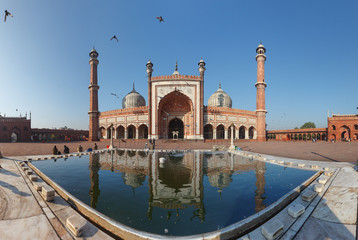 Indian landmark - Jama Masjid mosque in Delhi. Panorama