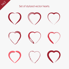 Set of abstract icons hearts