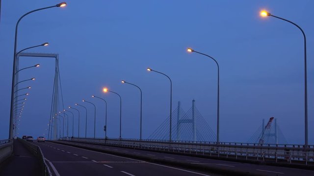 4K・夕景のベイブリッジ・タイムラプス_3-441