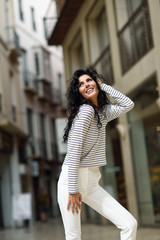 Fototapeta premium Woman, model of fashion, wearing casual clothes smiling