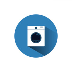 Icono de una lavadora sobre fondo azul