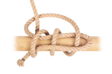 Visual material or guide on execution of "Halyard Bend". Isolated on white background. Illustration for a survival guide.