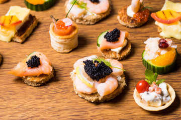 Exquisite selection of luxury appetizer