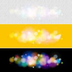 Soft Bright Abstract Bokeh Background ,Bright Colored Lights on Black and Yellow Backgrounds, Defocused Lights, Lights Isolated, Vector Illustration