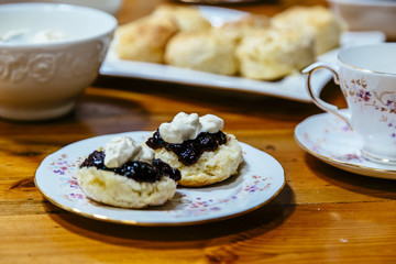 Devonshire tea with scones and jame and cream