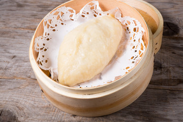 Dim sum in bamboo steamer