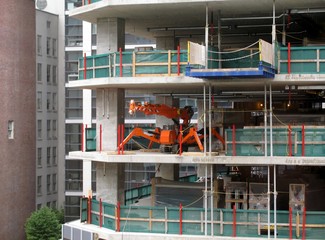 Spider crane at the building construction site