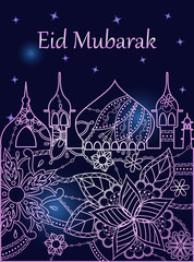 Background eid mubarak with easten town