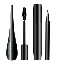 eye cosmetic set black vector illustration