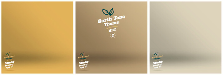Vector,set of Empty earth tone yellow color lighting studio room