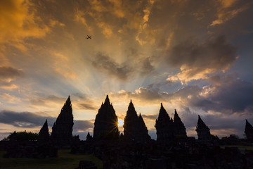 Sunset at Prambanan Temple of Yogyakarta