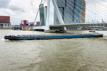 Oil Tanker Barge on a River © alpegor