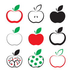  set of apple icon isolated on white background
