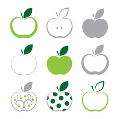 set of apple icon isolated on white background