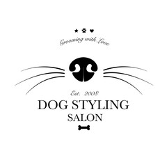 Logo for dog hair salon, dog styling and grooming shop, store for pets. Vector illustration