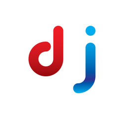 dj logo initial blue and red