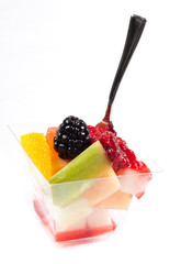 Fruit ice cream dessert decorated with berries