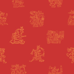 Seamless pattern with American Indians relics dingbats characters for your design