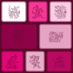Seamless pattern with American Indians relics dingbats characters for your design