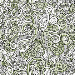 Decorative hand drawn doodle nature ornamental curl  seamless pattern