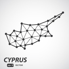 Vector polygonal Cyprus map. Gray map of country in low poly style. EPS Illustration in geometric style for your infographics