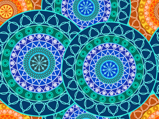 Mandala seamless pattern. Geometric pattern in Buddhist and Hindu style. Vector illustration.