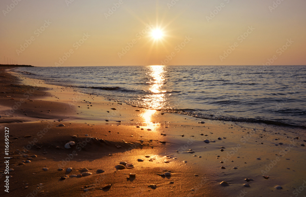 Poster Sunrise on the  beach