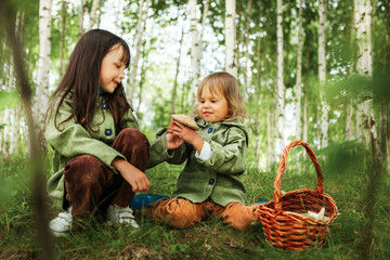 Children in forest.